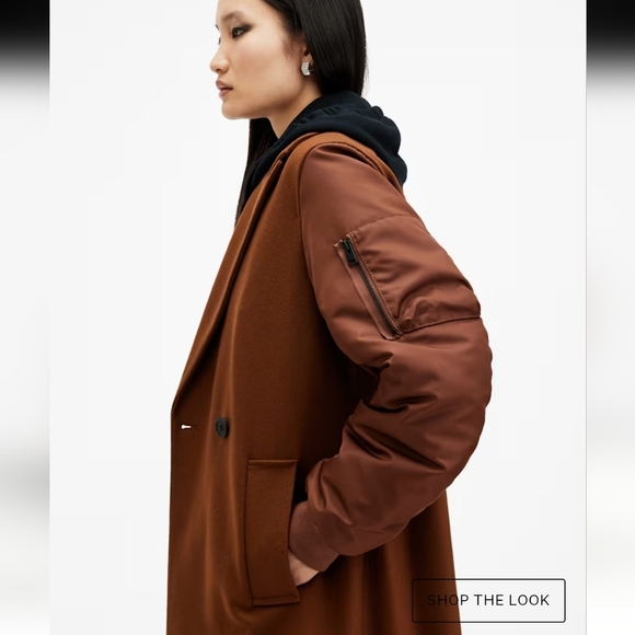 AllSaints "Paulah" Brown Wool Blend Double Breasted Long Coat Sz.US 6/38 EU $625 - Picture 12 of 12